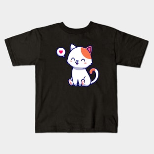 Cute Cat Sitting Cartoon Kids T-Shirt